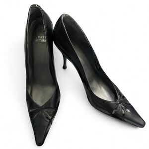 Vintage Black Stuart Weitzman Leather Pointed Toe Pumps Size 8.5